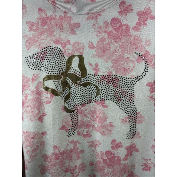 Love Shack Fancy for PINK Victorias Secret Floral Rhinestone Sweatshirt in White - Picture 2 of 7